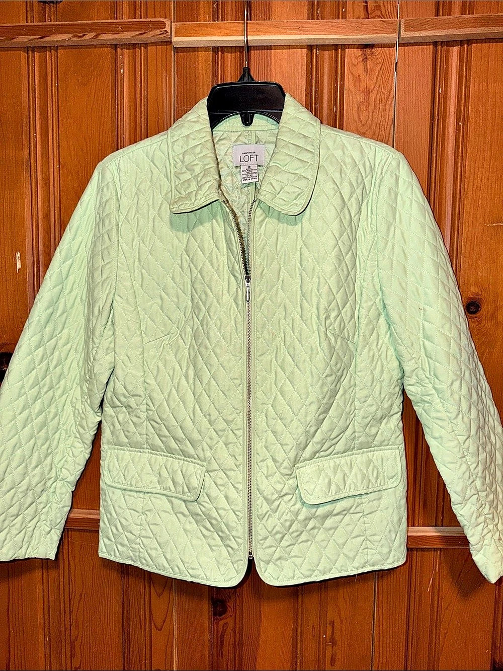 Ann Taylor LOFT Quilted Jacket in Green Size 10 Like New